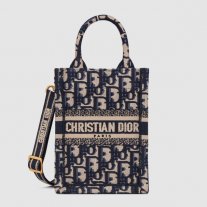 Dior Mini Vertical Dior Book Tote Blue Dior Oblique Embroidery