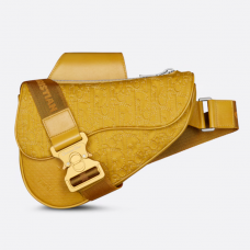 Dior Dior And Stone Island Saddle Bag Yellow Dior Oblique Technical Fabric And Cannage Calfskin