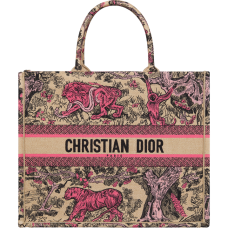 Dior Dioriviera Dior Book Tote Raffia with Candy Pink Toile de Jouy Sauvage Embroidery