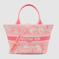 Dior Dioriviera Hat Basket Bag Candy Pink Toile de Jouy Embroidery