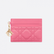 Dior Dioriviera Lady Dior Freesia Card Holder Candy Pink Cannage Lambskin