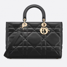 Dior Large Lady D-Sire Bag Black Maxicannage Calfskin