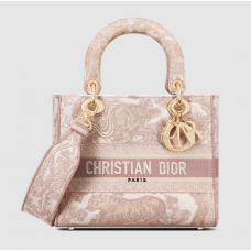 Dior Medium Lady D-Lite Bag Rose Des Vents Toile de Jouy Embroidery