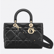 Dior Medium Lady D-Sire My ABCDior Bag Black Maxicannage Calfskin