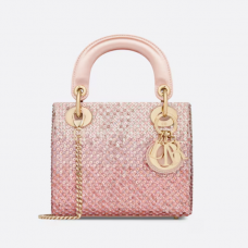 Dior Mini Lady Dior Bag Satin Embroidered with Pink Sequins with Gradient Effect