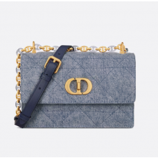Dior Miss Caro Mini Bag Blue Macrocannage Denim