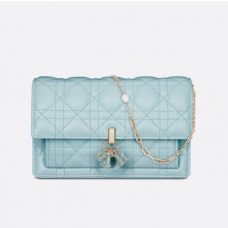 Dior My Dior Daily Chain Pouch Celestial Blue Cannage Lambskin