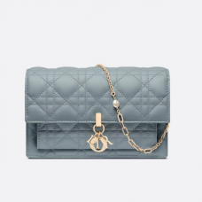 Dior My Dior Daily Chain Pouch Cloud Blue Cannage Lambskin