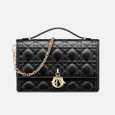 Dior My Dior Top Handle Bag Black Cannage Lambskin