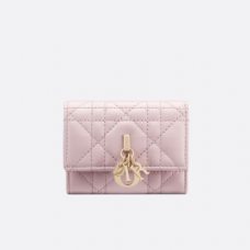 Dior My Dior Trifold Wallet Pale Pink Cannage Lambskin