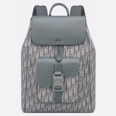 Dior Saddle Backpack Deep Gray Dior Oblique Jacquard and Grained Calfskin