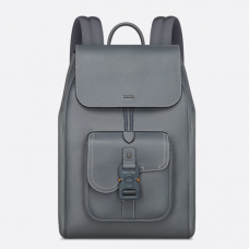 Dior Saddle Backpack Deep Gray Grained Calfskin with Contrasting Topstitching