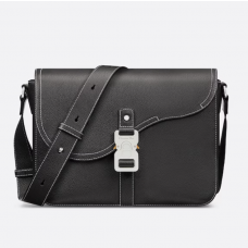 Dior Saddle Messenger Bag Black Grained Calfskin