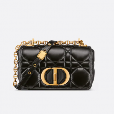 Dior Small Dior Caro Bag Black Quilted Macrocannage Calfskin