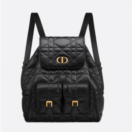 Dior Medium Dior Caro Backpack Black Macrocannage Lambskin