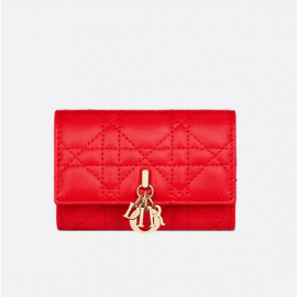 Dior My Dior Glycine Wallet Bright Red Cannage Lambskin