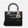 Dior Medium Lady Dior Bag Black Patent Cannage Calfskin